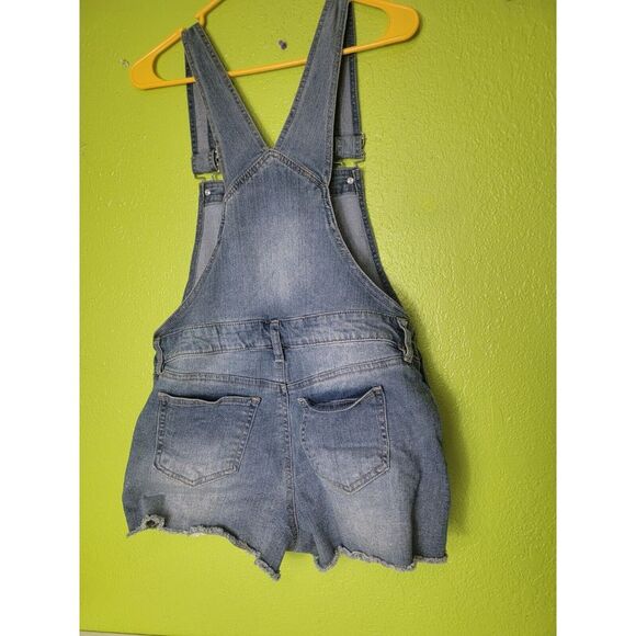 No Boundaries Juniors Overalls Denim Jean Shorts Large 11-13 - Picture 2 of 4
